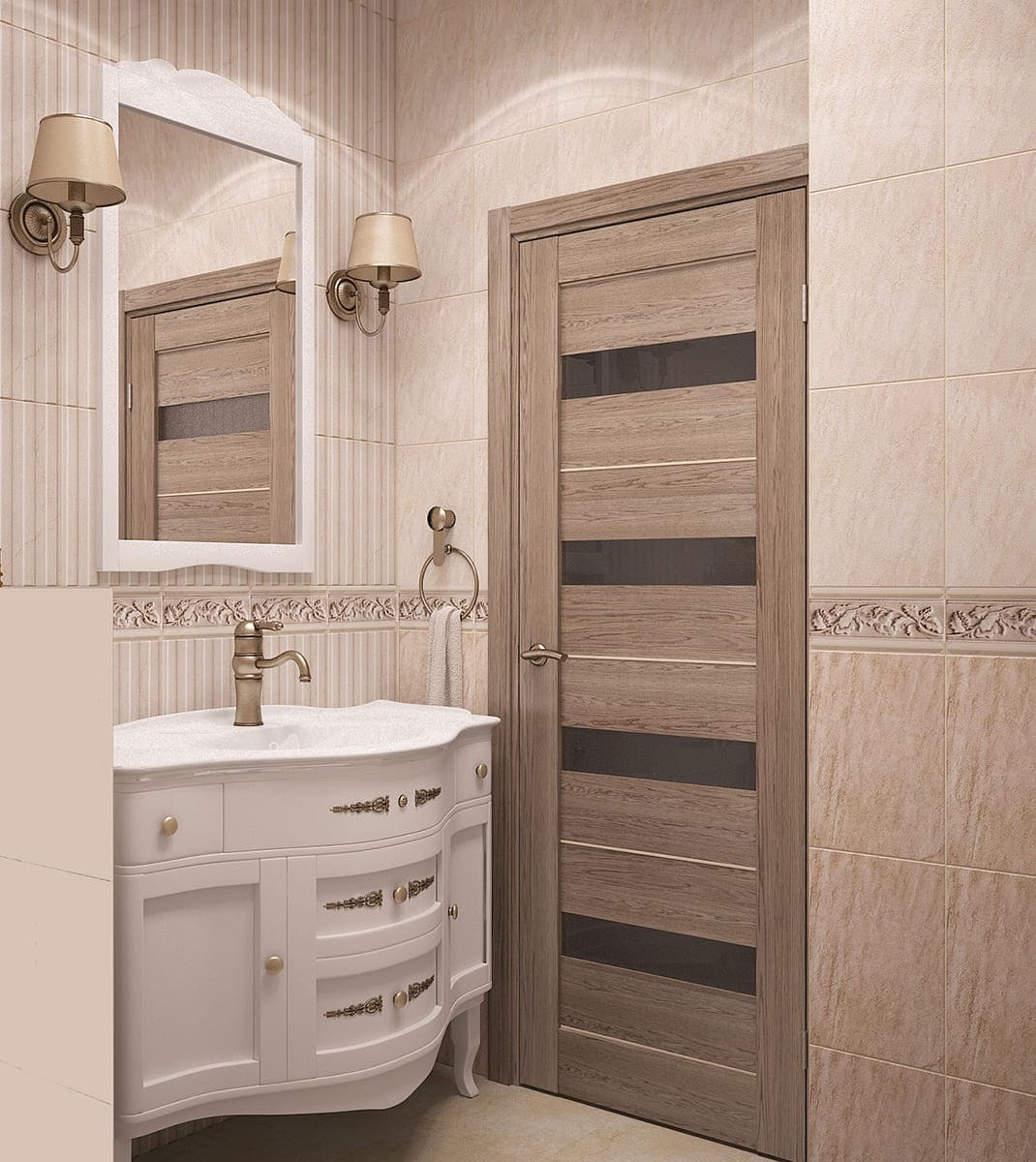 Дизайн ванной комнаты в Екатеринбурге от студии Goldiz — современная классика в светлых тонах