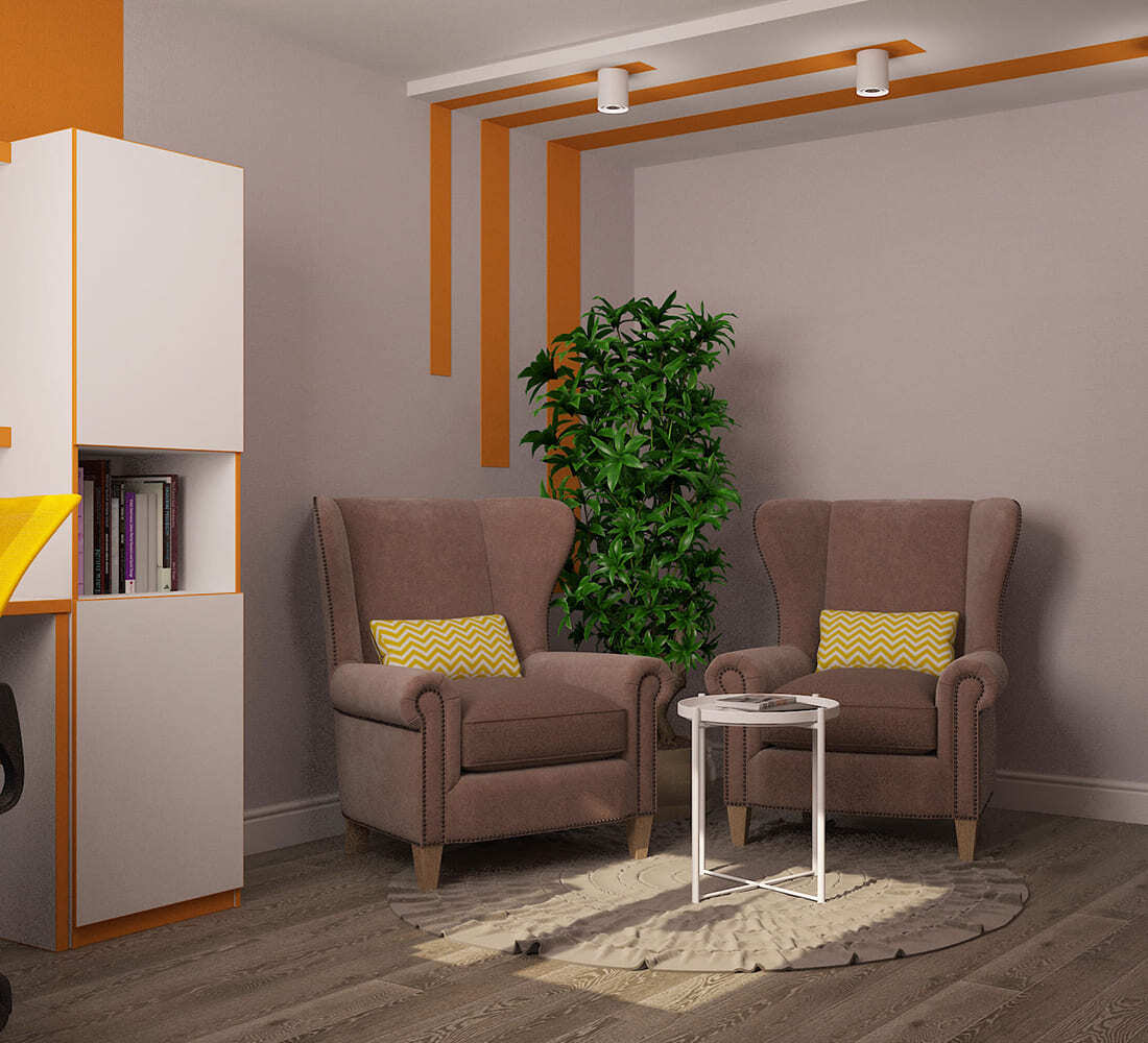 В спальне использованы классические элементы в сочетании с современными акцентами, такими как зелёные шторы и стильные обои. Мебель из светлых материалов и аккуратно подобранные аксессуары создают расслабляющую атмосферу для отдыха. Пространство спроектировано так, чтобы обеспечить максимальный комфорт и уют.