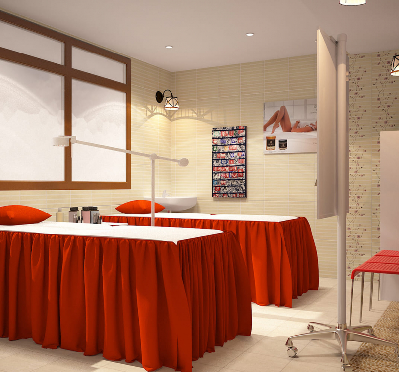 Оформление зоны ожидания с дипломами и сертификатами мастеров, а также стильным освещением, которое подчеркивает профессионализм и уютную атмосферу.