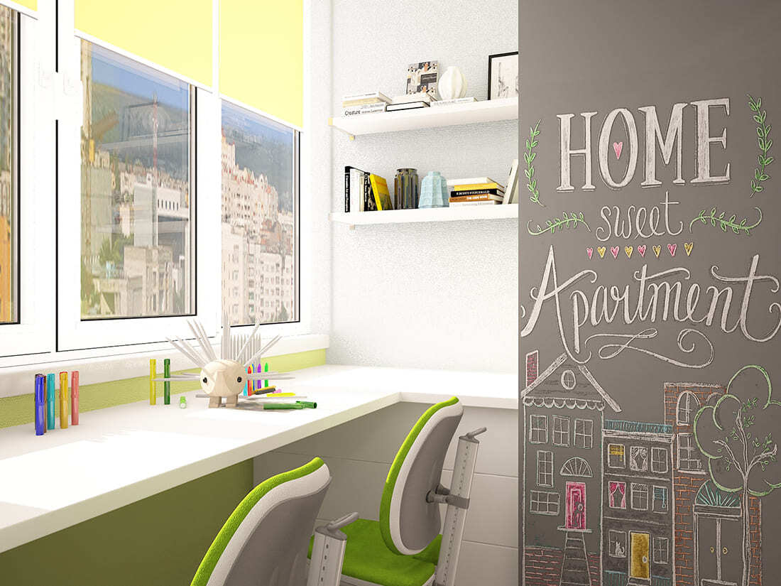 Стена для рисования в детской комнате