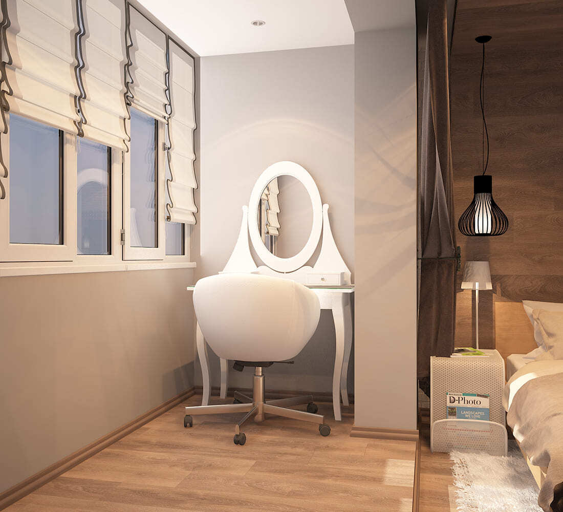 Интерьер лоджии с рабочим пространством